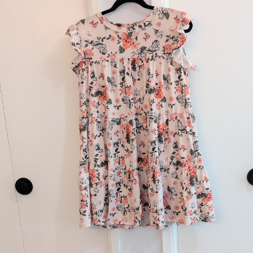 Floral Mini Dress in Pink and White, Size S
